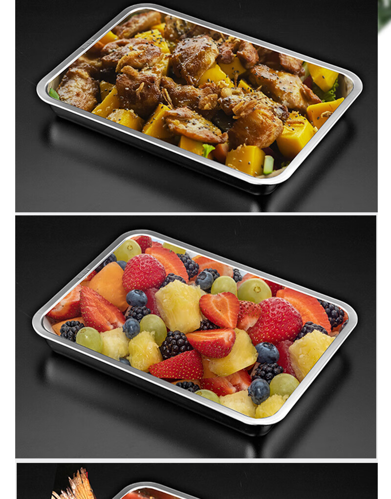 YUTAI 304 Stainless Steel Tray, Thickened And Deepened, Household Serving Plate, Steaming Cabinet Tray, Steamer Trolley Plate, Barbecue Fish Plate, 4535 2