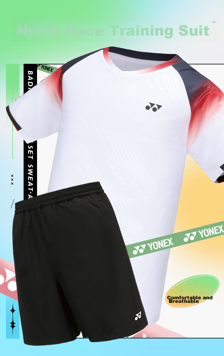 YONEX Badminton Outfit, Comfortable And Breathable, Running And Fitness Short-Sleeve Skirt Set, 210234BCR White XO 11