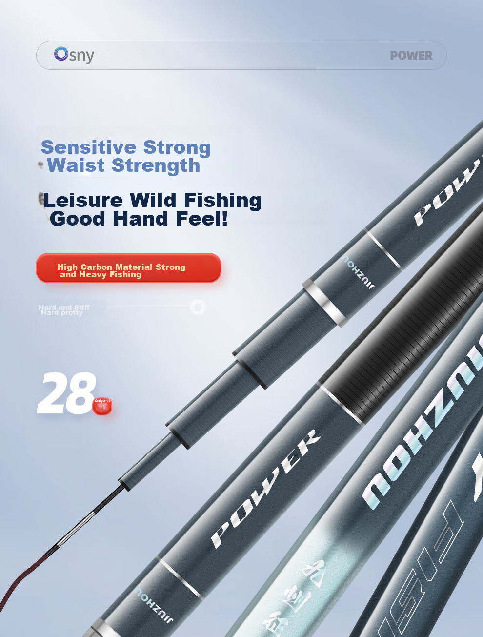 Aoxini Fishing Rod, Kyushu Zhengtu Model, 5.4 Meters Long, Handheld Rod, 28 Sections, Ultra-Light And Ultra-Hard Carbon Fiber, Platform Fishing Rod, Carp Rod, Fishing Tackle 1