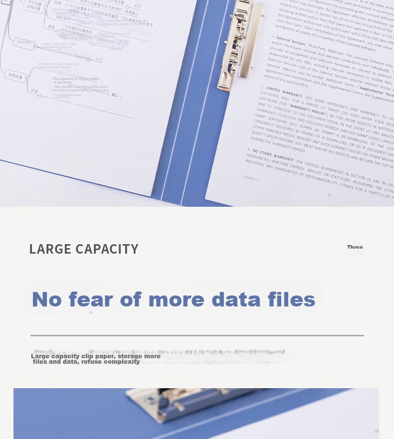 Deli A4 Double Strong Clip/document Folder/paper Folder/exam Paper Folder/poem Recitation Contract Folder/file Folder/document Holder/office And Study Supplies Single Gray-Blue 5