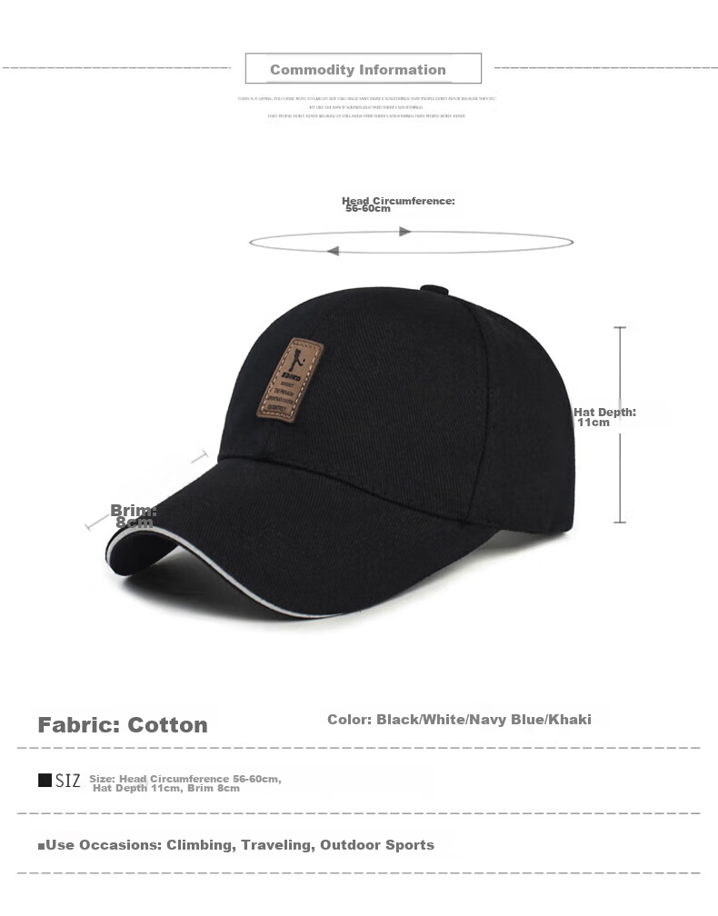 Huili Baseball Cap, Unisex Visor Hat, All-Season Hat, Sports Fishing Sun Hat, Long Brim (White) 9