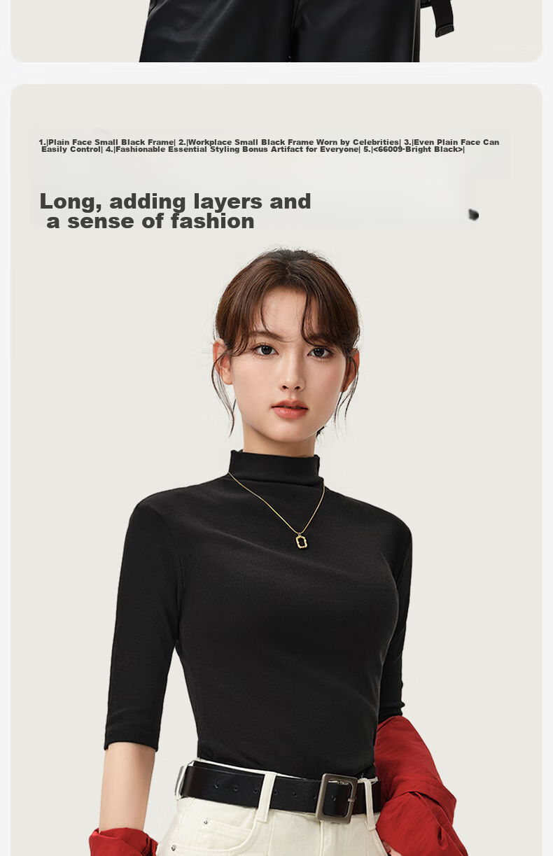 Jianyun Modal Cotton Turtleneck Base Layer, Women's Thin Inner Wear, Slim-Fit Short-Sleeve Undershirt, Can Be Worn As Outerwear, Five-Point Short-Sleeve Base Top 14