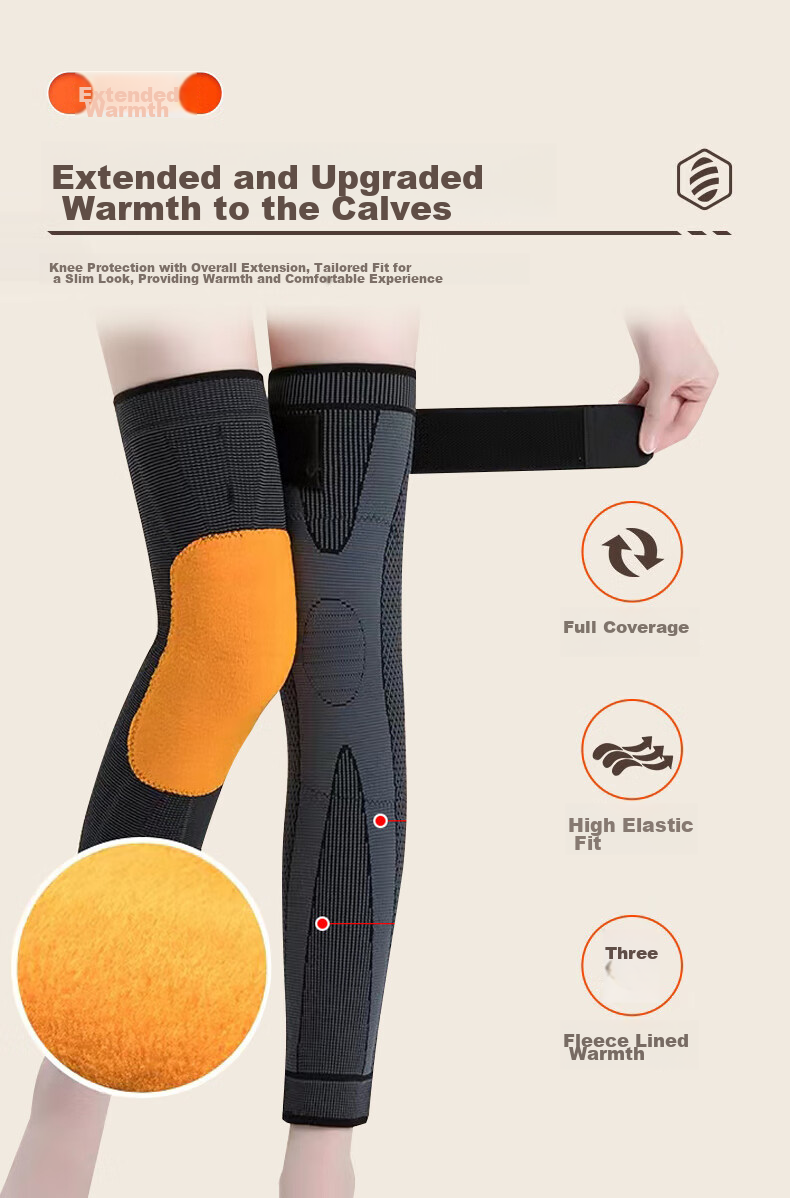 Chidong Knee Brace, Warm, for Arthritis, Cold-Proof, Compression Bandage, for Elderly, Prevents Cold Legs, Cycling Protection, Fleece-Lined, Extended Version, Size M 12