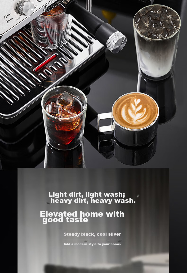 Delonghi [Upgraded Version] Home Semi-Automatic Coffee Machine Cold Brew Edition Silver Knight Grinder All-In Machine with Visible Pressure Manual Milk Frother EC9255.BK Black 7