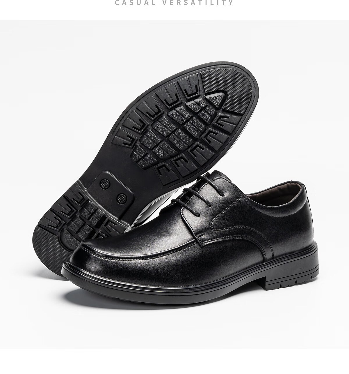 Huili Leather Shoes for Men, Business Casual Derby Shoes, Wedding Groom Interview Formal Shoes, 1124 Black, Size 41 7