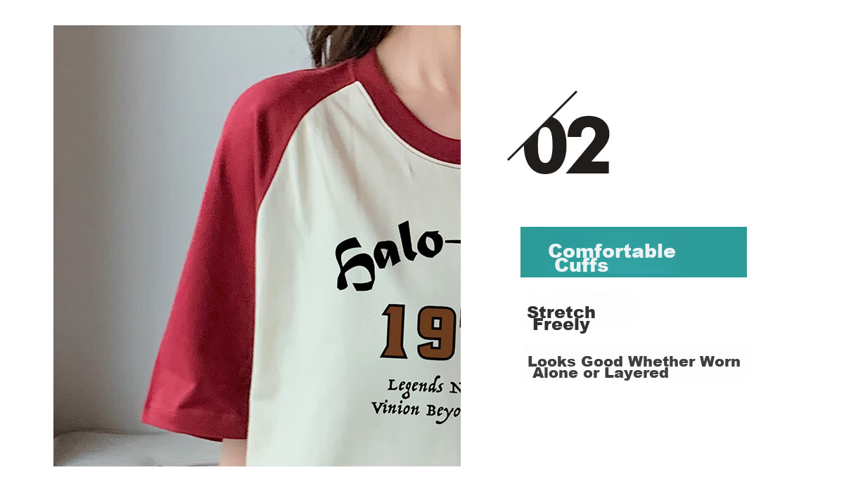 Halo Queen Women's T-Shirt, Summer Lightweight, Raglan Sleeve, Color-Block Splicing Top, Casual Sports T-Shirt for Women, H143T1414 14