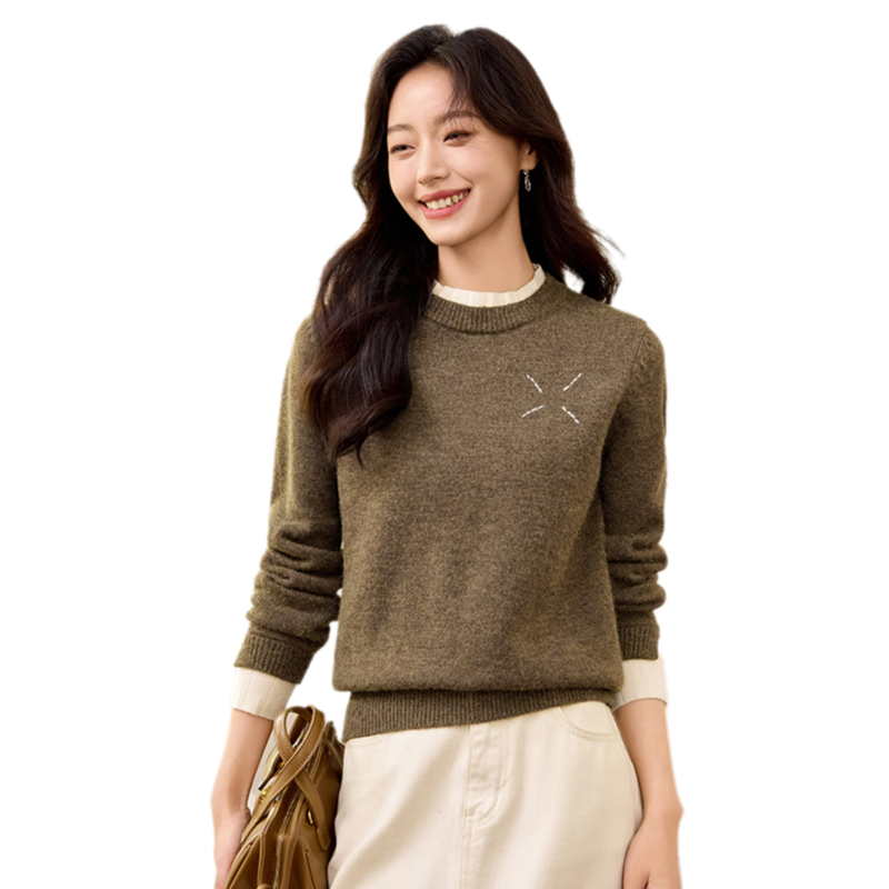 PinCai Women's Knit Sweater Wild Mallard Vintage Thickened American Style Trendy Knitwear P144Z6001