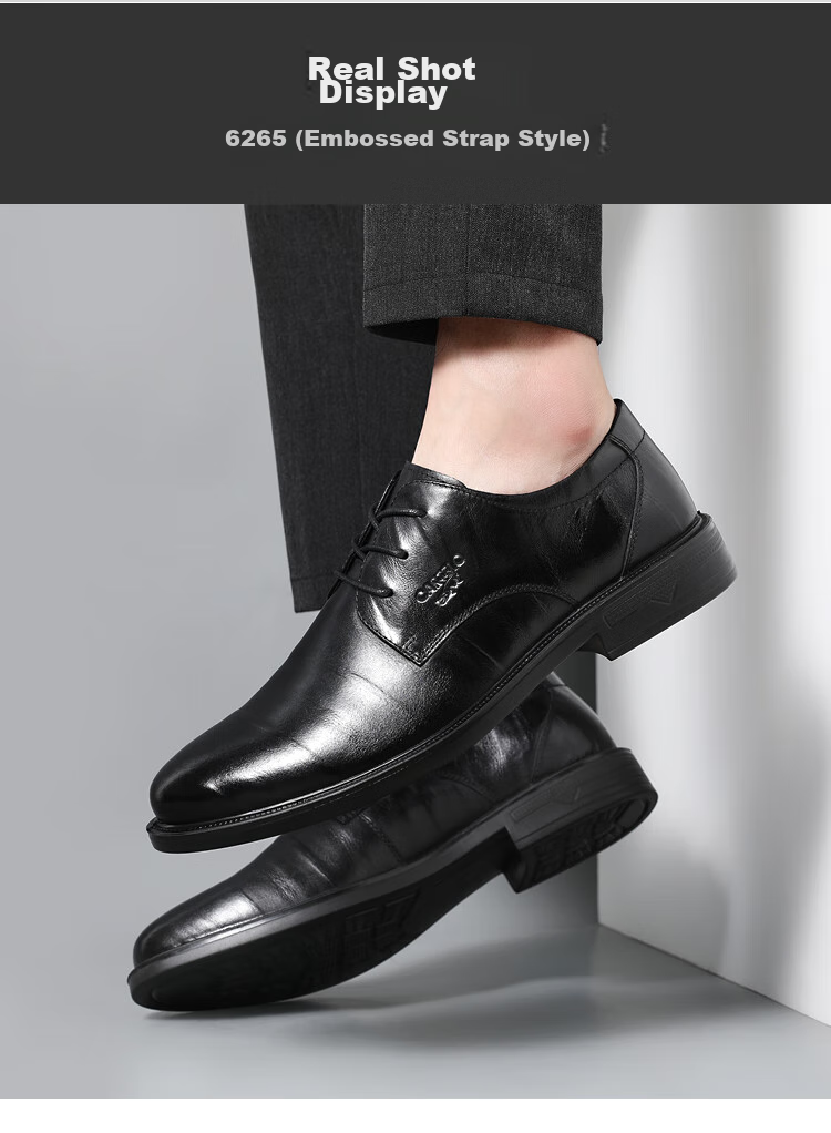 CARTELO Leather Shoes for Men, Business Casual Genuine Leather New Style Formal Soft-Soled Height-Increasing Derby Shoes for Autumn And Winter, Breathable Soft Leather Wedding Shoes 18