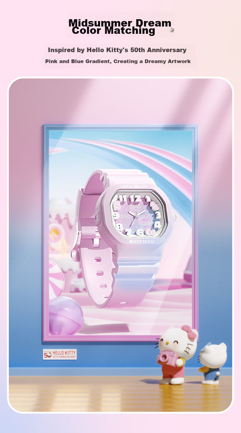Hello Kitty [50th Anniversary Limited Edition] Watch for Female Students, Primary And Middle School Children, Birthday Gift for Girls 357 5