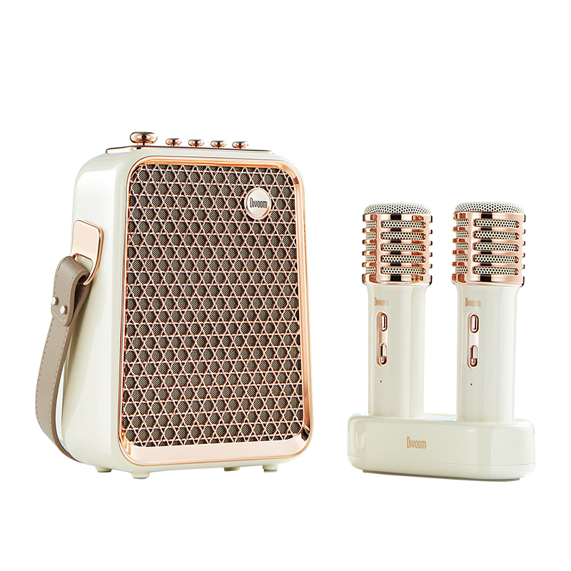 Divoom Bluetooth Karaoke Speaker with Dual Microphones, Portable Outdoor Wireless Singing Microphone Speaker System, All-In KTV Sound System, Teacher's Day Birthday Gift