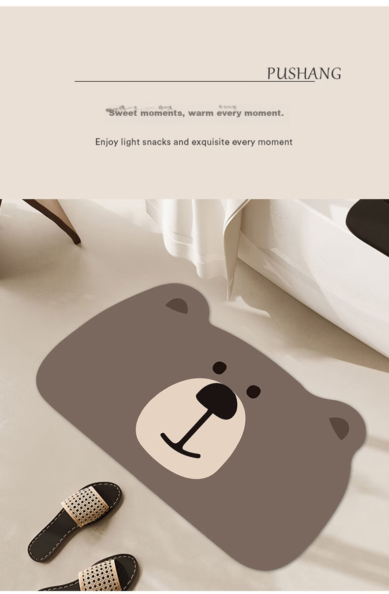 MOON TIME Cute Cartoon Bathroom Mat, Absorbent Non-Slip Dirt-Resistant Foot Pad, Toilet Mat, Happy Bear Design, 50*80cm 7