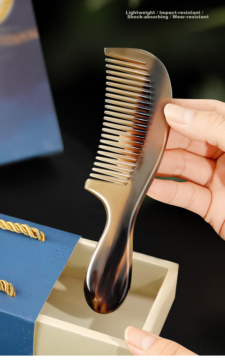 Creative Art Authentic Natural Ox Horn Comb for Men And Women, Massage Meridian Comb, Mid-Autumn Festival Gift for Elders, Teachers, And Girlfriends 6