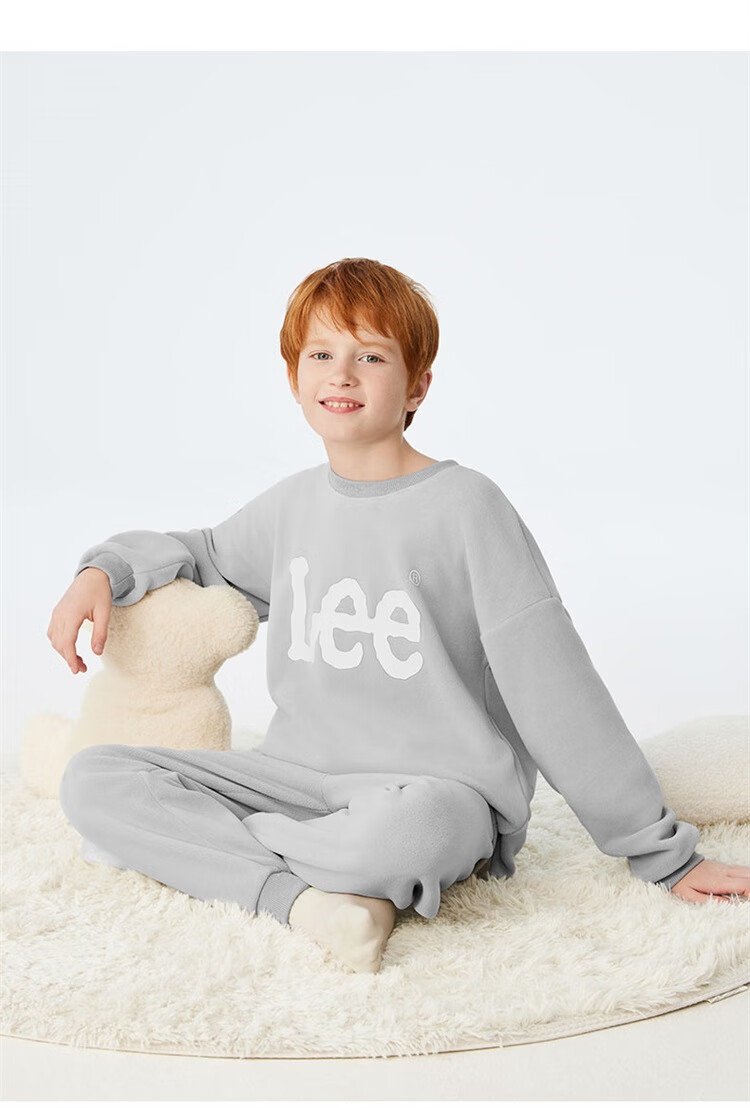 Lee Kids Children's Double-Sided Cat Fleece Home Wear Set, Delicate Soft Skin-Friendly Fluffy Loungewear, Light Gray, Size 140 3