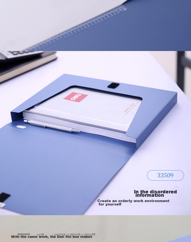 Deli 10 Pieces, 35mm A4 Velcro File Box, Plastic Document Box, File Storage Box, Office Supplies, 33510-10 Blue 15