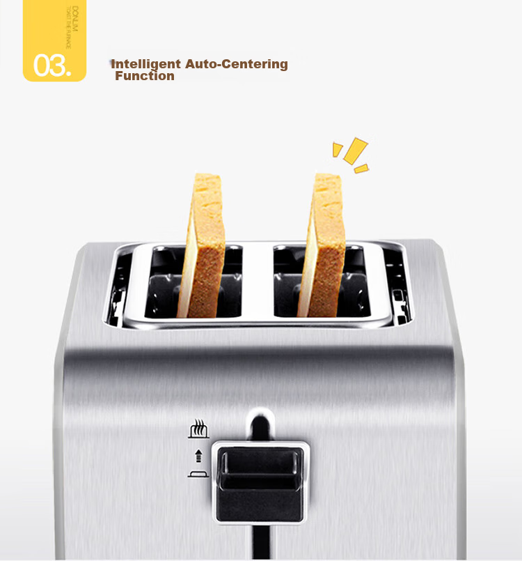 Donlim Bread Toaster, Breakfast Maker, Sandwich Maker, Toaster Oven, Stainless Steel Body, Home Small Fully Automatic Wide Slot Toast Machine, Light Meal Maker DL-8117 9