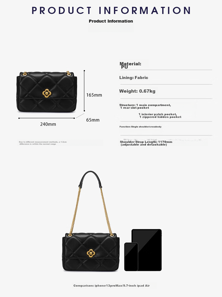 NUCELLE Women's Handbag, 2026 Underarm Chain Light Luxury Chanel-Style Quilted Shoulder Crossbody Bag for Women, Birthday Gift for Girlfriend 9