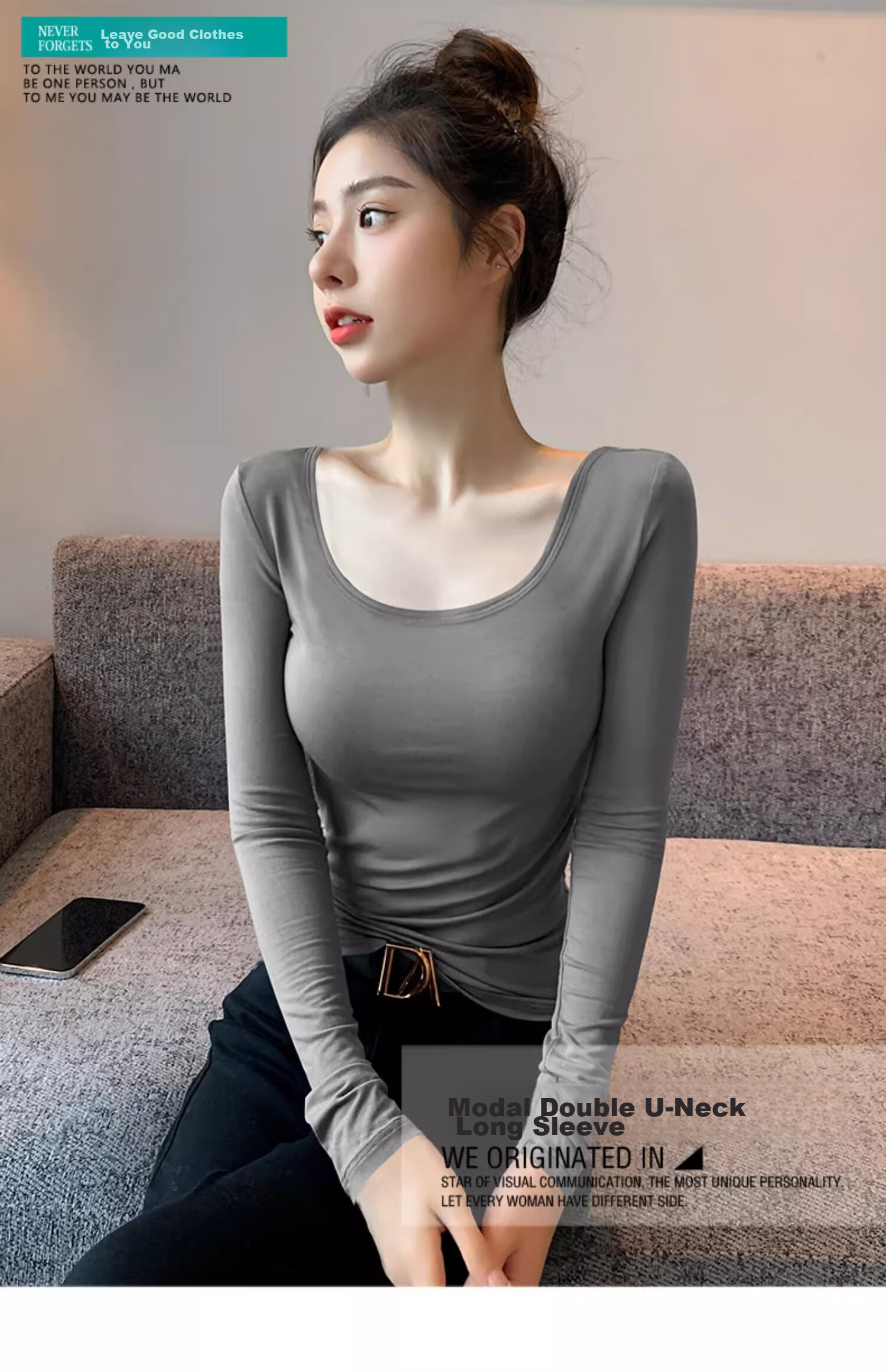 Woodpecker Modal Base Layer Women's Double U Neck Long Sleeve T-Shirt Stylish Outerwear Thin White S 2