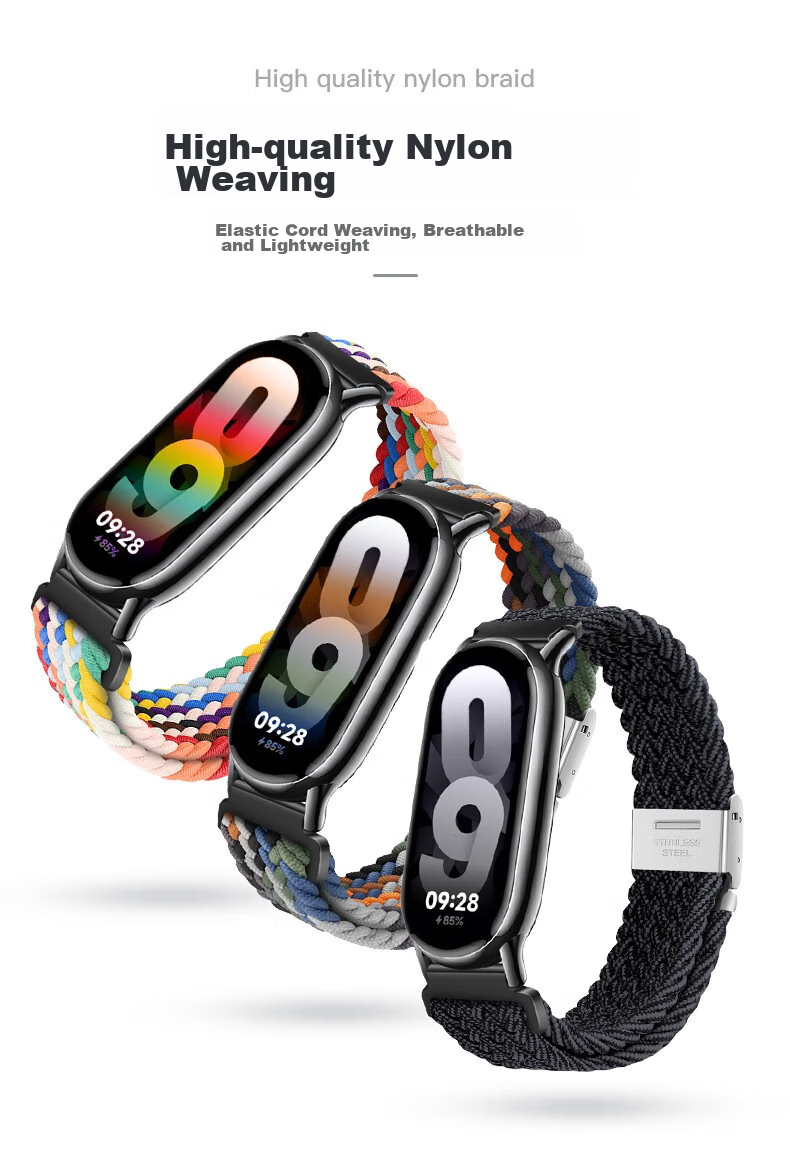 CHENSONG Compatible Nylon Woven Strap for Xiaomi Band 11/8/9/10/NFC, Universal Wristband, Sports Strap for Men And Women, Autumn And Winter Warm Breathable Loop Wristband, Black 3