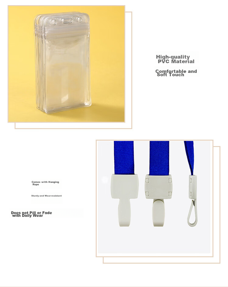TANGO Office Work Badge Holder Card Holder ID Badge Lanyard Employee Badge COVID-19 QR Code Elderly PVC Vertical Card Holder + Lanyard, 24-Piece Set 4