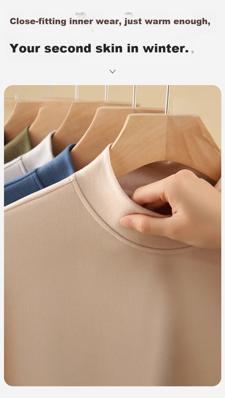 LangSha 25 Autumn And Winter New Fleece-Lined Thickened Semi-Turtleneck Base Layer, 7A Antibacterial Anti-Mite Men's Outer Wear Cashmere Autumn Undershirt 9