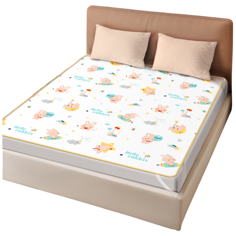 Tongkui Large Washable Waterproof Bed Sheet, Extra-Large Breathable Baby Child Anti-Uri Mattress, 7A Antibacterial Barbie Rabbit, 180*200