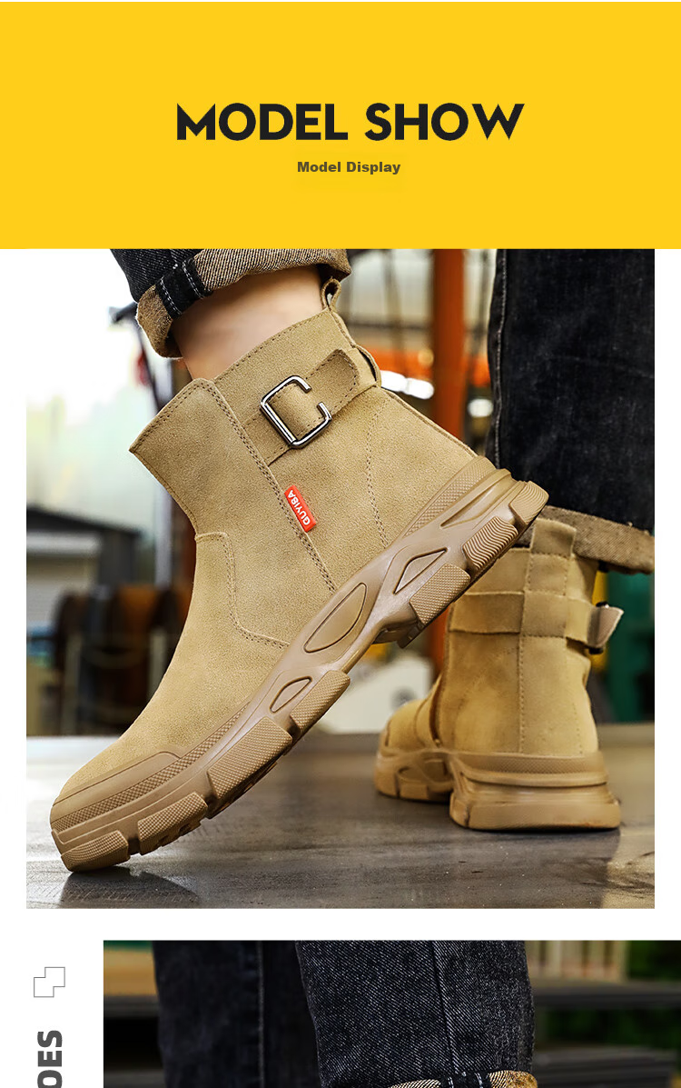 JUNBU Welding Safety Shoes for Men, High-Top Steel Toe Cap, Anti-Smashing, Anti-Puncture, Comfortable, Wear-Resistant Work Boots 0282F Size 45 13