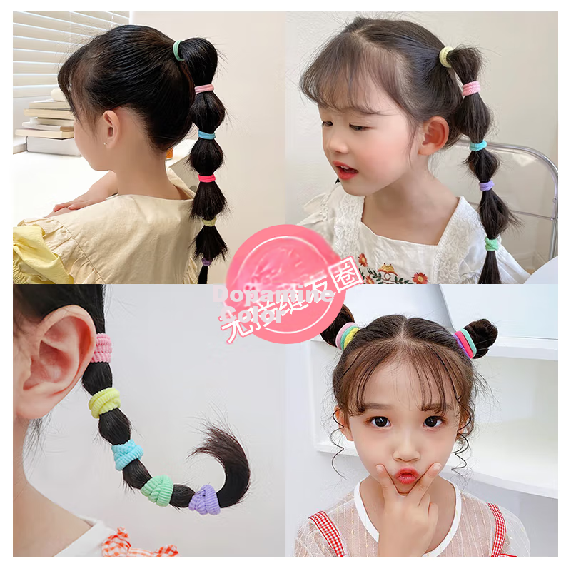 Liqing Autumn And Winter Dopamine Seamless Children's Hair Ties, Elastic Bands [100 Pieces], Hair Rings, Ponytail Holders