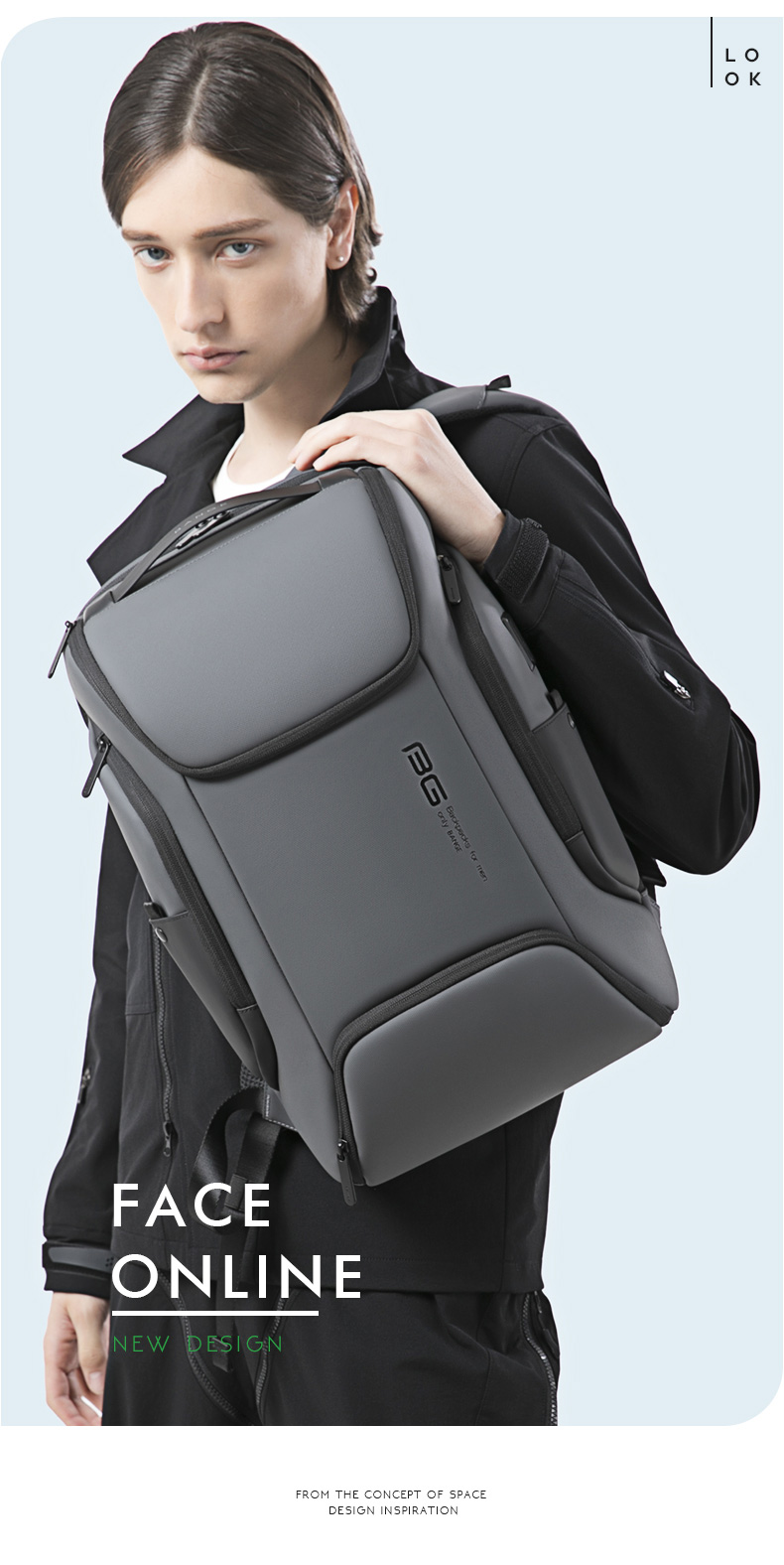 Bange Business Backpack for Men, Travel And College Student Schoolbag, Gift, Casual Travel Backpack, 17-Inch Laptop Bag, 7267 Gray 6