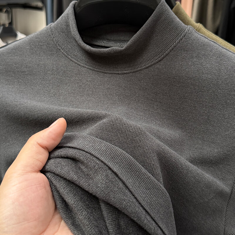 Caramella Men's Thermal Top Men's German Velvet Autumn Winter Half High Collar Inner Wear 2025 New Thickened Long Sleeve T-Shirt Base Shirt Men