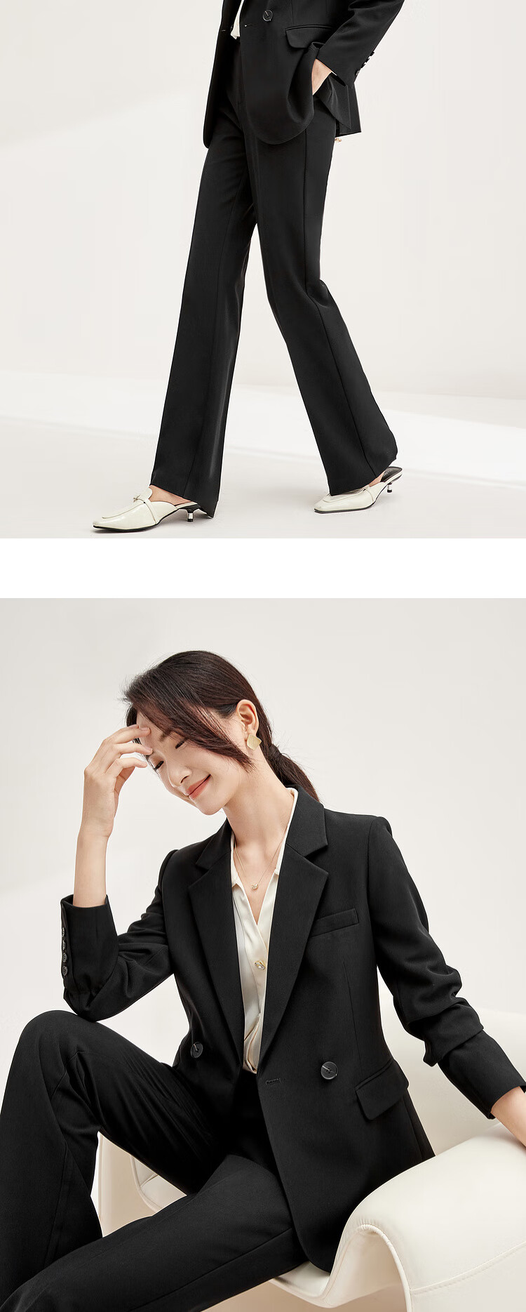Sentubila Women's Professional Commuter Suit Set Spring Autumn Wrinkle-Resistant Non-Iron Blazer and Pants Two-Piece Interview Business Suit 20