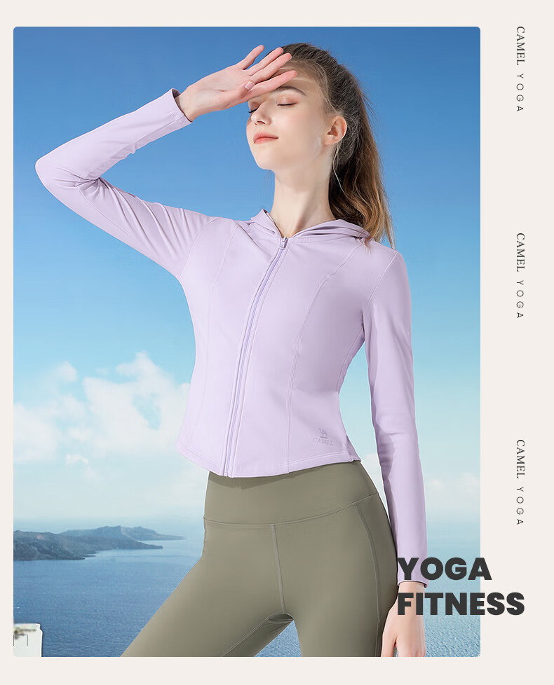 CAMEL Quick-Dry Sun Protection Jacket for Women, Original Yarn Ice-Feel Outdoor Sports Hoodie, Slim-Fit New Summer Top Coat 25
