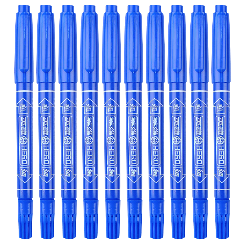 HERO Marker Pen, Oil-Based Marker Pen, Business And Student Use, Pack of 10, Blue, 887