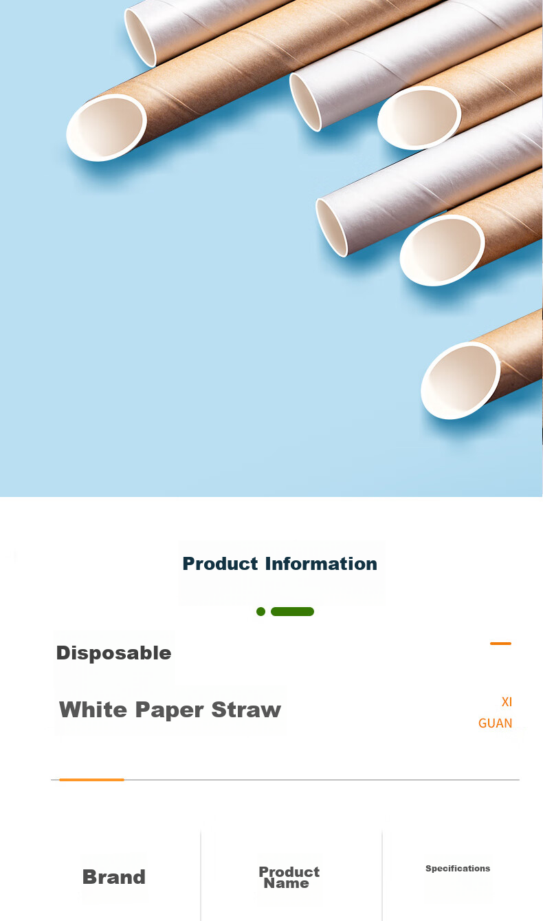 MENGTING Disposable Straws Individually Wrapped, Children's Paper Straws Food-Grade Biodegradable, 200 Pieces 7893 6