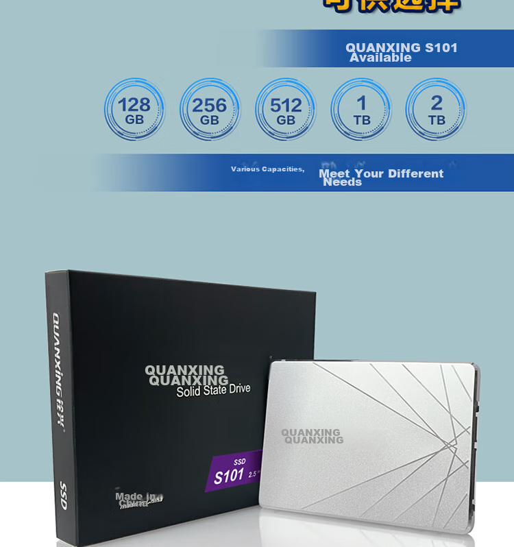 QUANXING 256GB SSD TLC NAND SATA 3.0 Interface Read Speed up to 500MB/s Compatible with Desktop/laptop S101 10