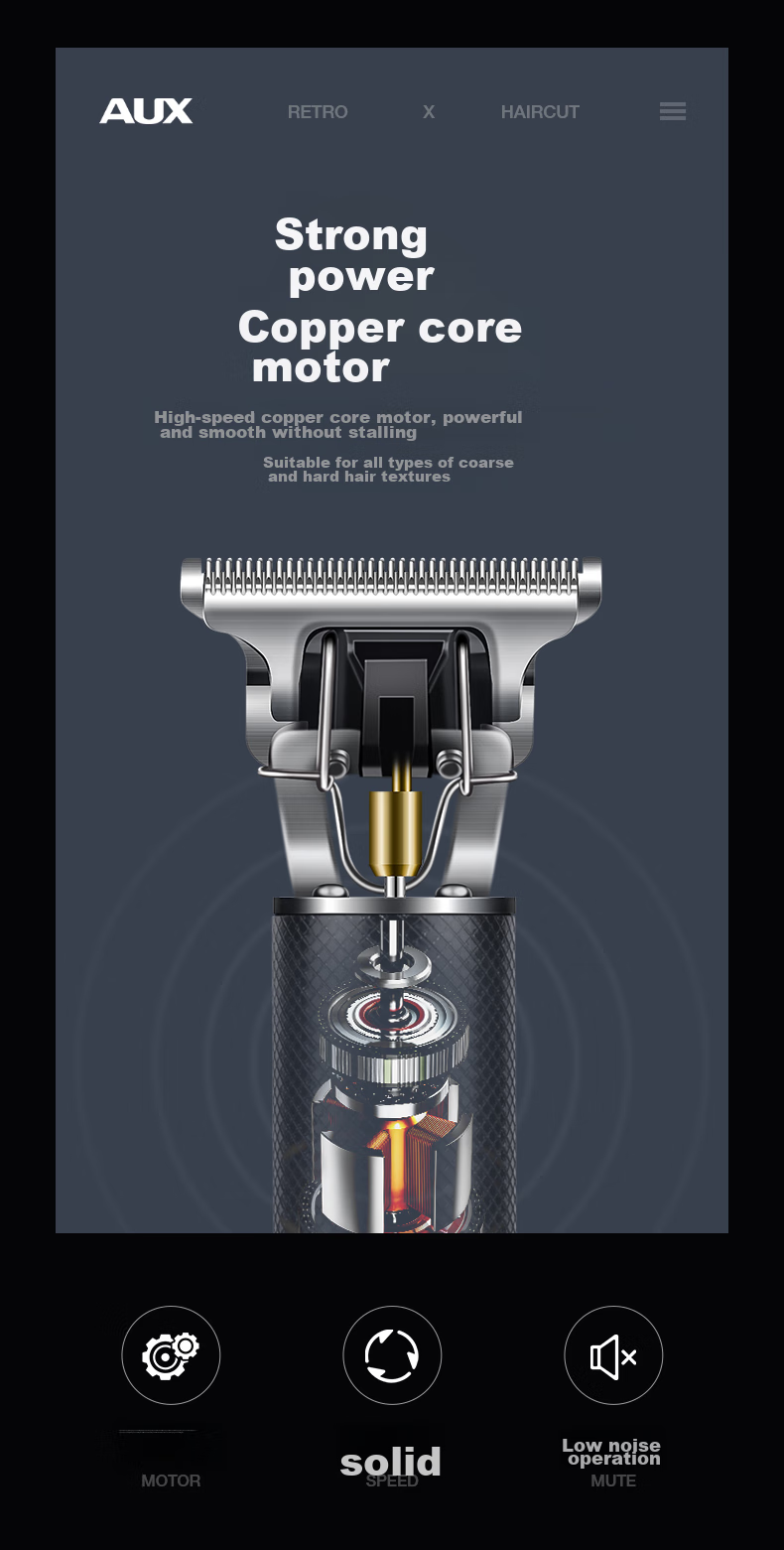 AUX Hair Clipper, Shaving And Styling Tool, for Adults And Children, Electric Trimmer, Head Shaver, Edge Trimmer, Bangs Trimmer, Self-Haircut Device, Gradient Design, Specialized for Men's Barbershops 14