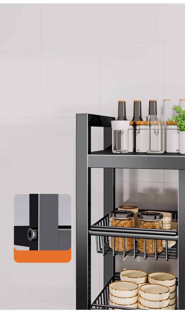 Yupin Floor Storage Rack, Multi-Layer Kitchen Organizer for Oven, Cookware And Vegetable Storage Shelf, ZW170 Four-Tier 120 6