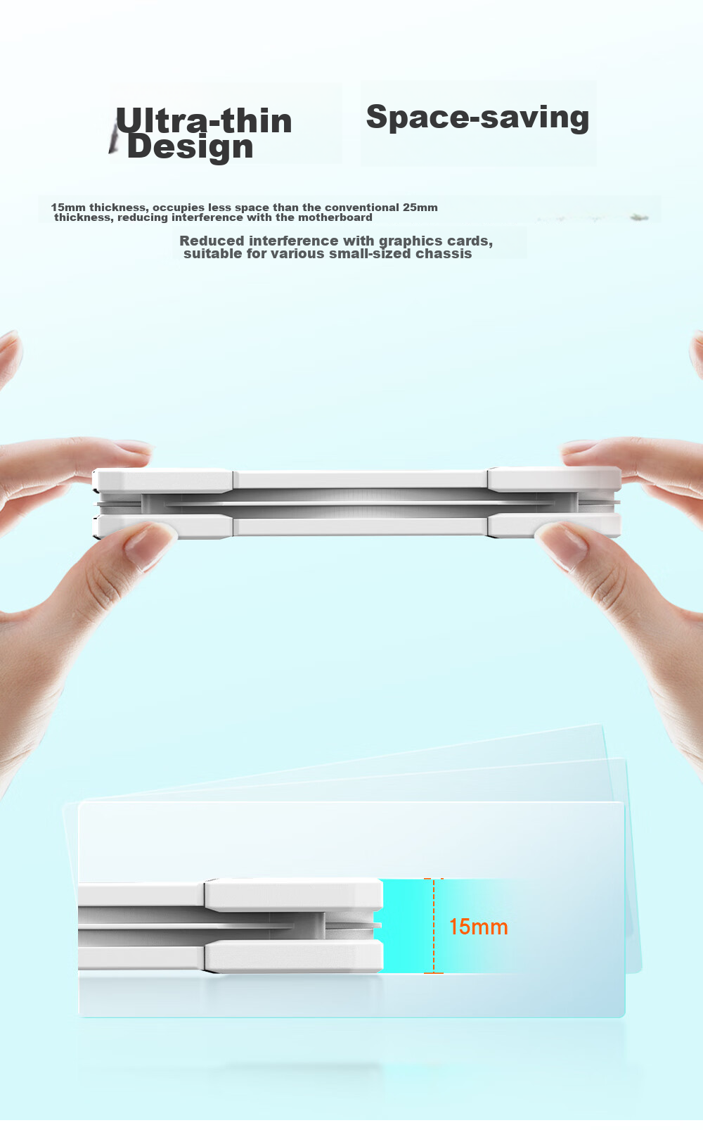 ID-COOLING 12CM Thin Fan, 12015 Non-Luminous Case Fan in White, Ultra-Thin 15mm Specification, Suitable for ITX Bottom-Mounted Computer Cooler Modification, TF-12015 1