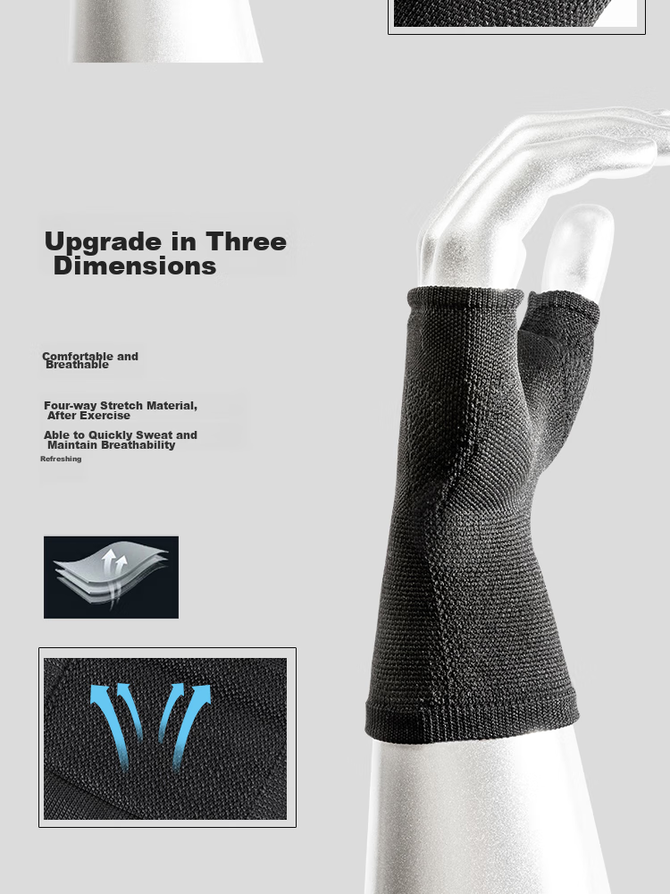 D&M Men's Compression Wrist And Palm Guards, Fingerless Gloves for Dumbbell, Pull-Up Bar, And Equipment Training, Imported from Japan, One Pair 5