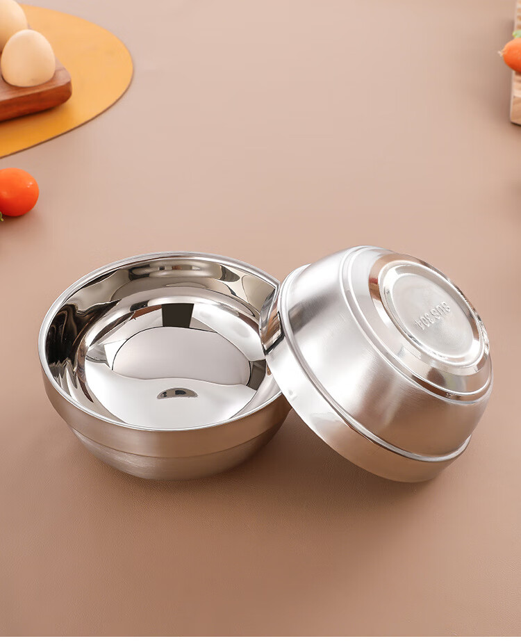 Chuwan Ya 304 Stainless Steel Double-Layer Insulated Platinum Bowl Thickened Lily Soup Bowl Household Rice Bowl 12cm 4