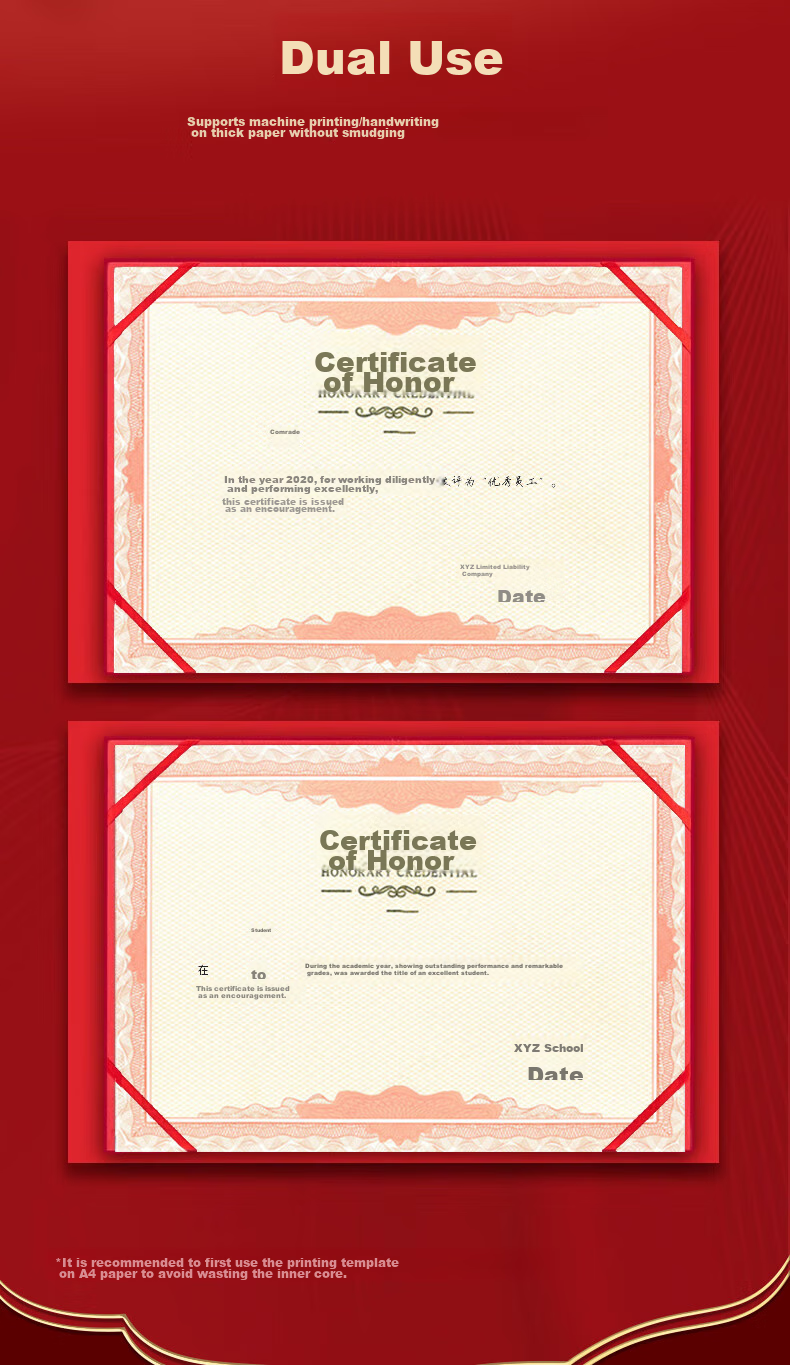 Kelangxinsheng [Best-Selling Online] Classic Gold-Stamped Printed Honor Certificate Award Certificate Cover Leather Gift Box Set 8K 1 Book [With 2 Inner Pages] 6