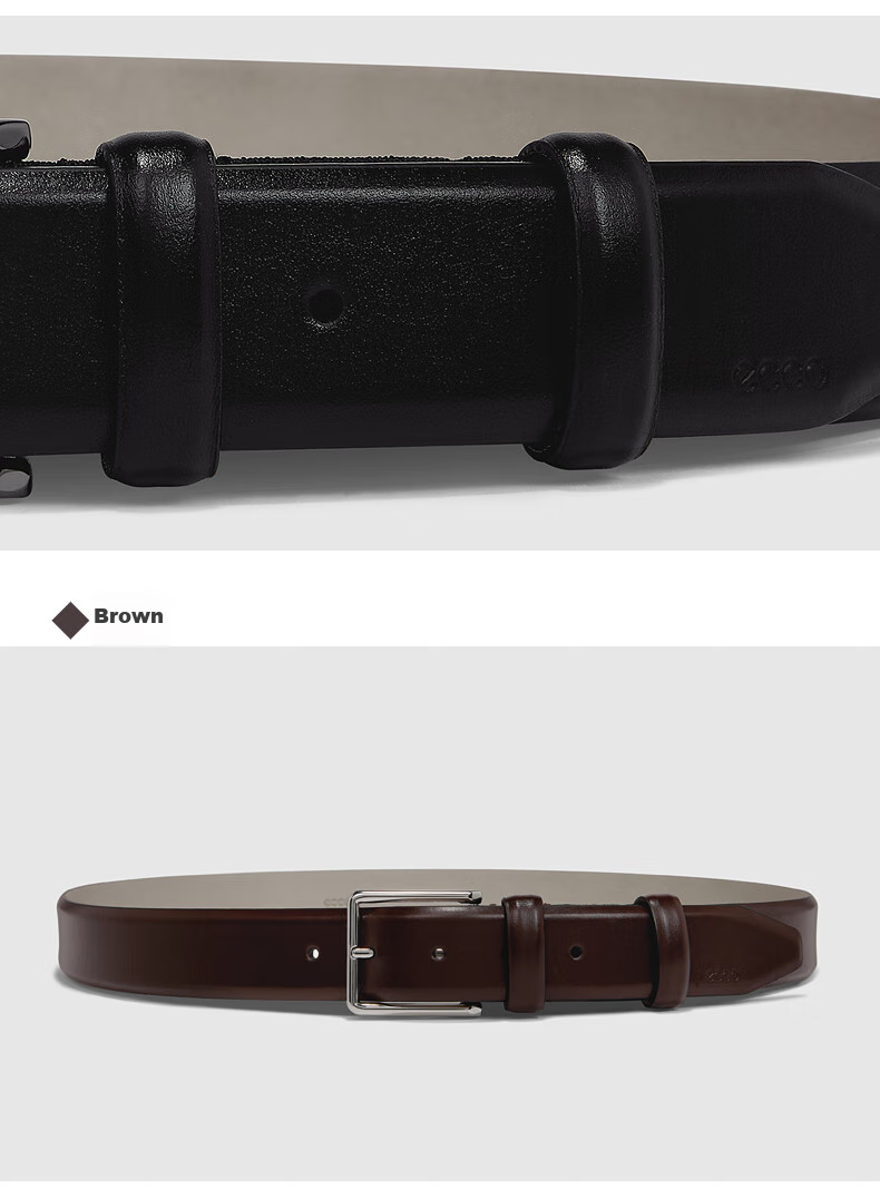 ECCO Casual Men's Leather Belt Gift Box, Business Formal Metal Buckle Waist Belt, 910589390000, Black, 100cm 10