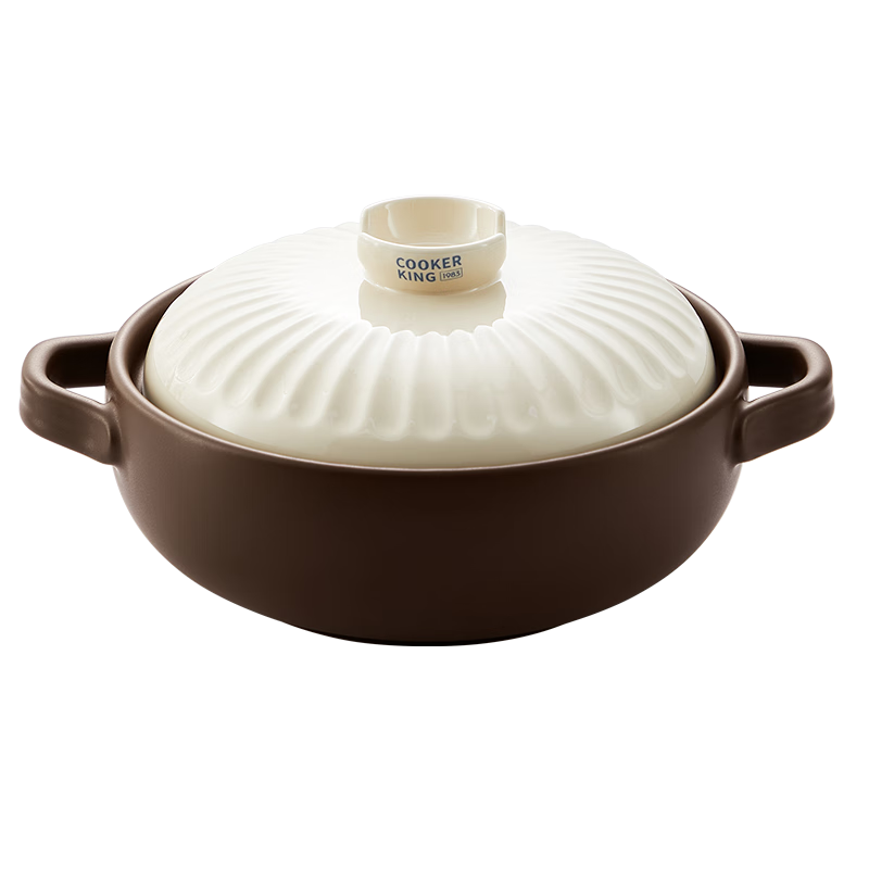COOKER KING Ceramic Pot 3L, Casserole for Soup, Decoction, Porridge, Braised Rice, Stew Pot, Health Soup Pot with Wide Body, Suitable for Open Flame Use