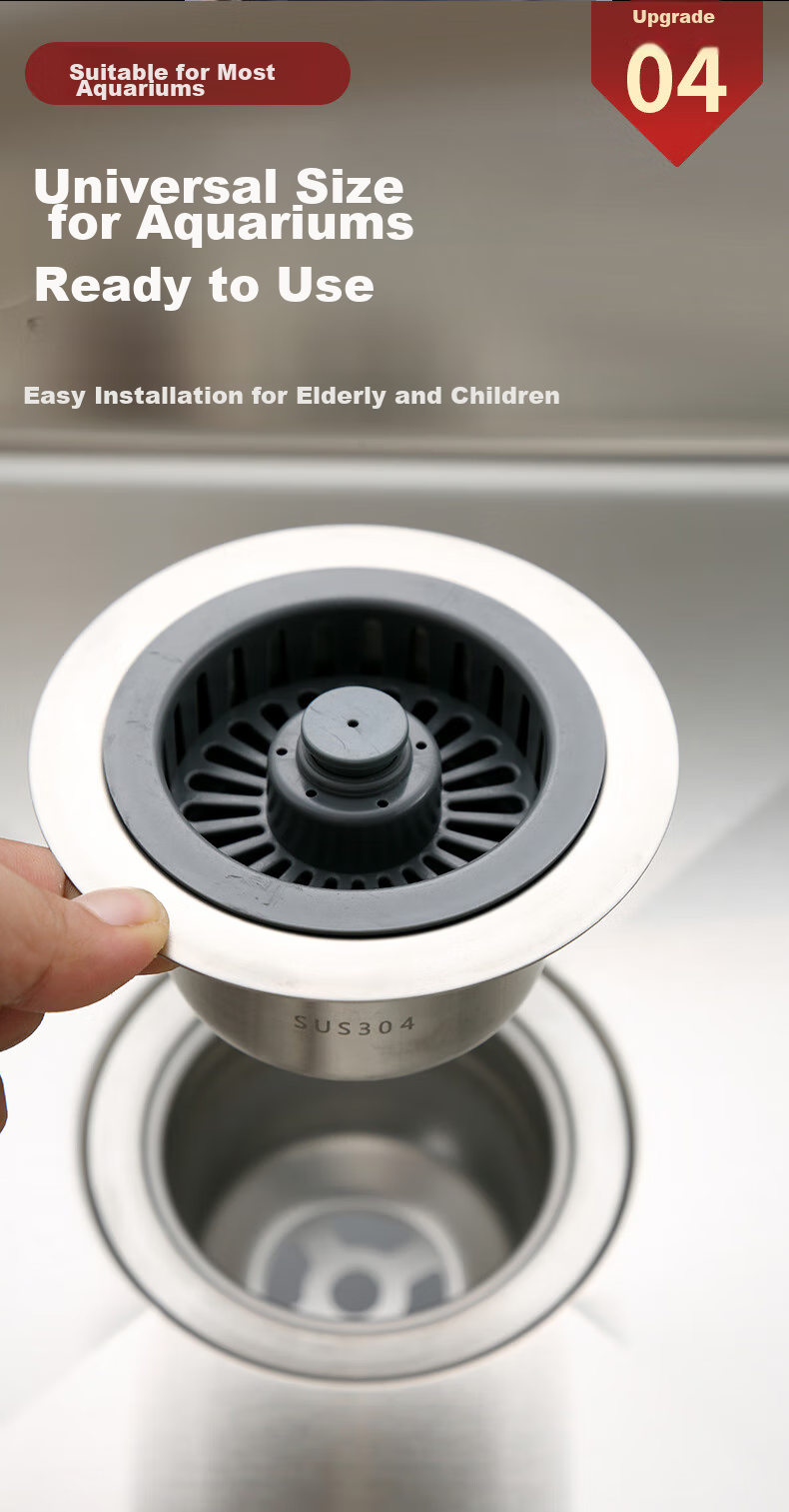 Pollock Kitchen Double Sink Strainer, Vegetable Washing Basin Drain Stopper, Spring-Loaded Filter Core, Stainless Steel Odor Prevention Device SCX-S 9