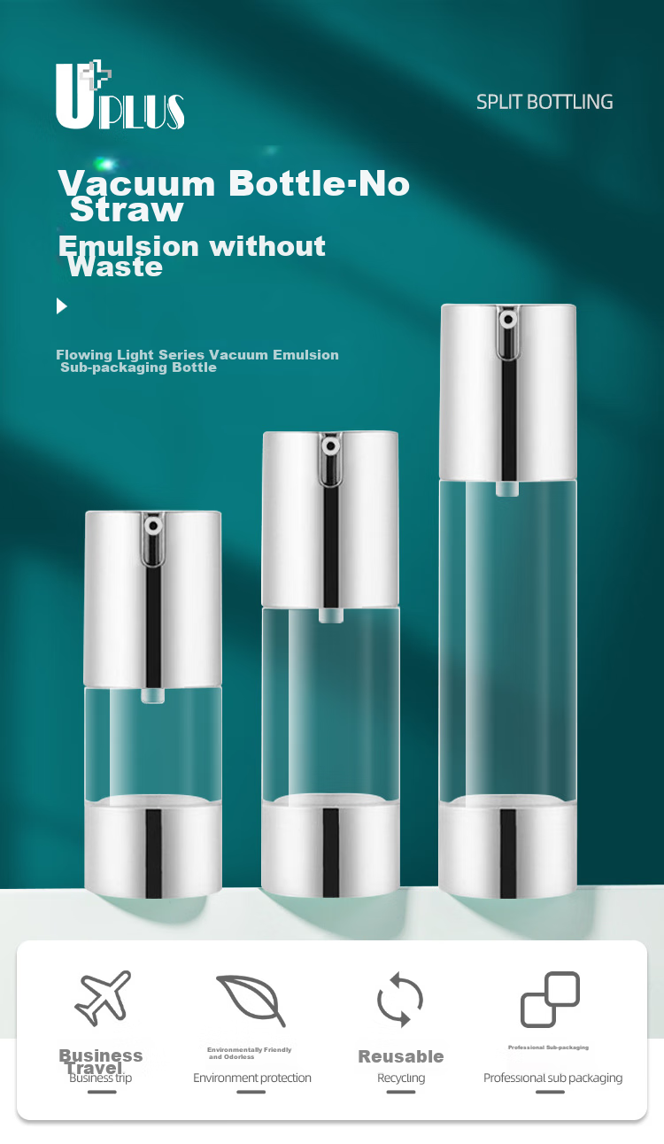 UPLUS Flow Light Series Travel Vacuum Dispensing Bottle Set, 50ml*2, Lotion Bottle, Pump Bottle, Empty Bottle 1