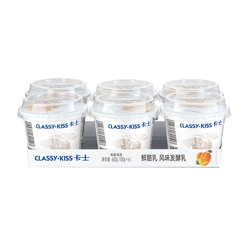 卡士（CLASSY.KISS）黄桃果粒鲜酪乳100g*6杯 低温酸奶 风味发酵乳