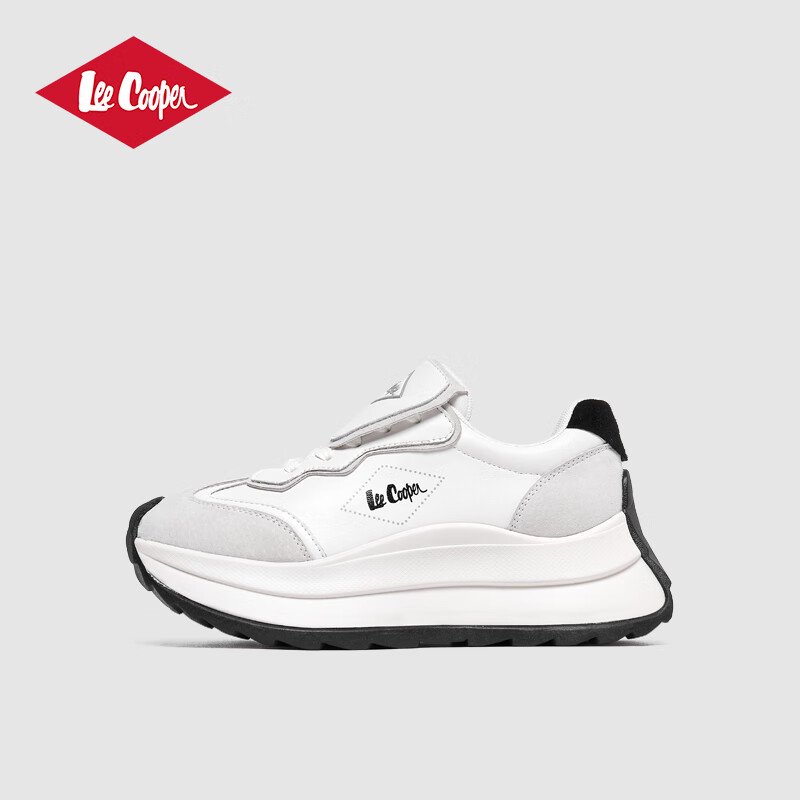 Lee Cooper Stylish Dad Shoes with Laces, Thick-Soled Heightening Casual Shoes for Women LCQBCA2243072 Beige Gray Size 37