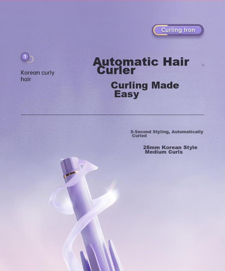 AUX Fully Automatic Curling Iron, 32mm, Negative Ion, Dorm Room, Women's Lazy, Volumizing, Portable Electric Curler, Big Wave, Long-Lasting Styling, Hair Straightener, Birthday Gift for Women, Milk Yellow 3