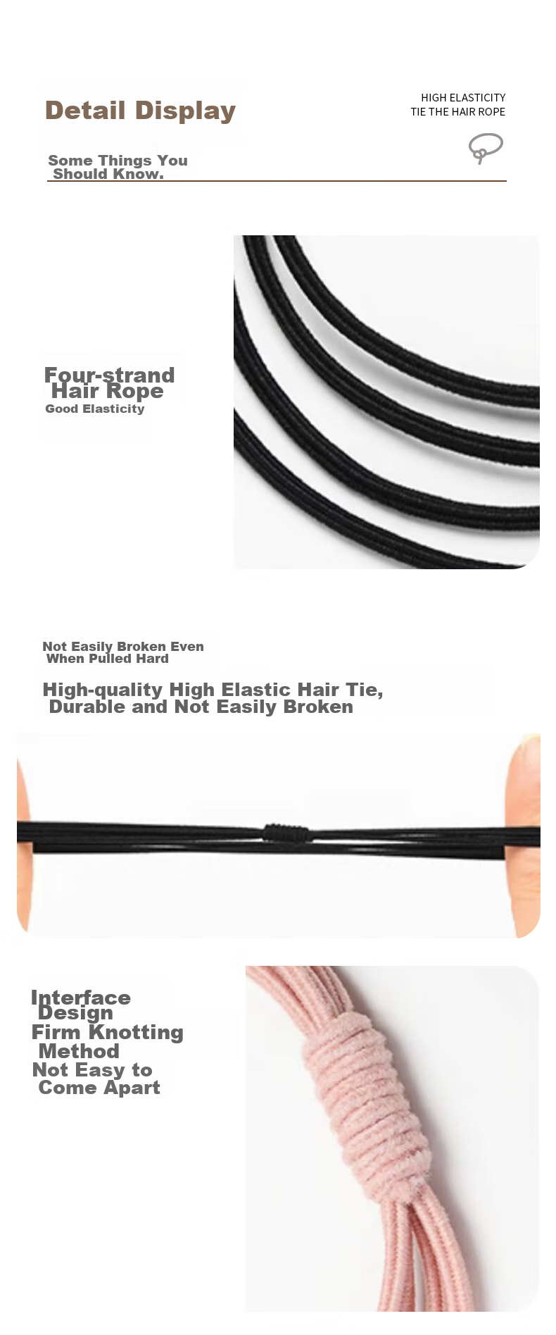Chense Hair Ties [30 Pieces], Elastic Bands, Hair Rings, High Elasticity Rubber Bands for Hair Tying, Light Mixed Color Set 6