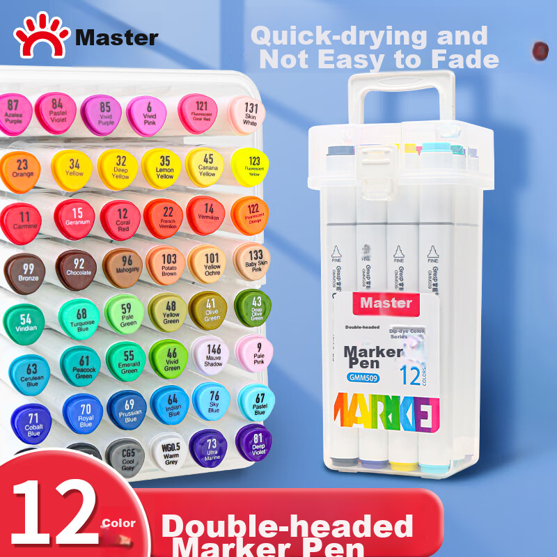 GRASP Double-Ended Alcohol Markers, 12 Colors, Quick-Drying, Student Hand-Drawn Triangular Barrel, Oil-Based Watercolor Pens, Anime Drawing Graffiti Pens, Watercolor Pens, Graduation Gift, Drawing Brushes
