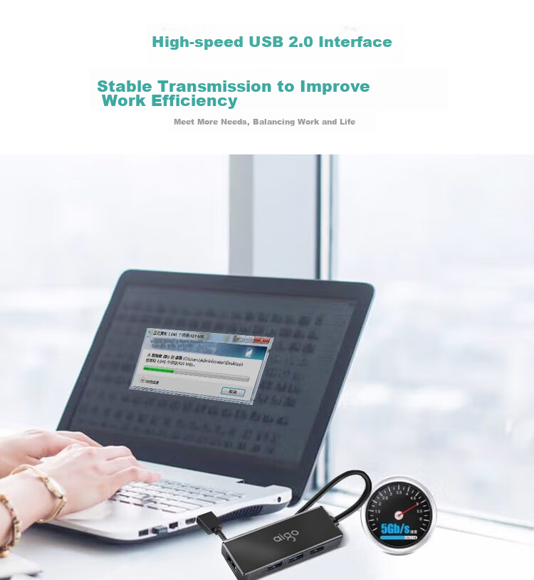Aigo Type-C Hub Adapter, 3.0 Converter, Laptop Docking Station, USB Extension Cable, Computer Expansion Dock H02-C Metal 0.25M 4